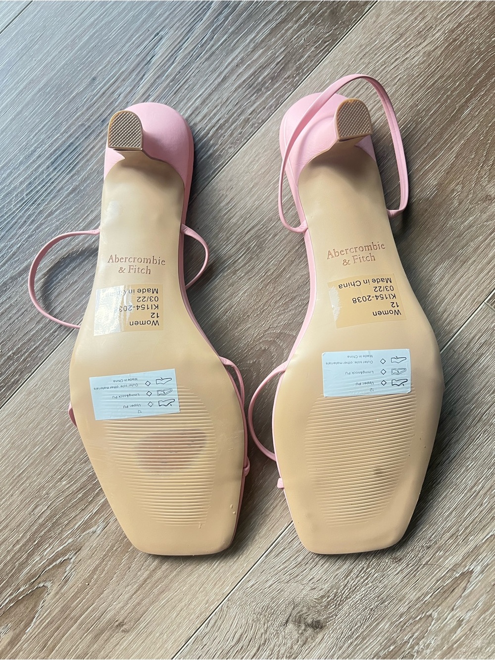 Abercrombie & Fitch Pink Strappy Square Toe Kitten Heel Sandals Size 12 - Picture 7 of 10